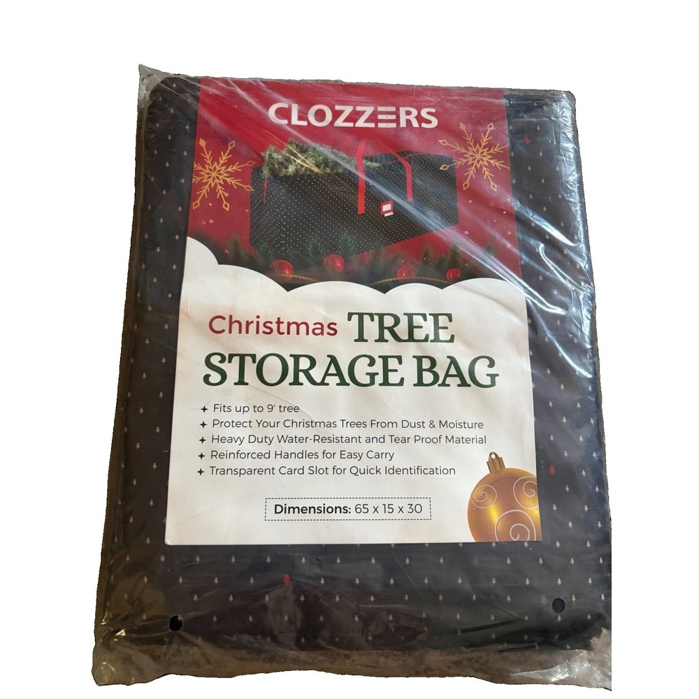 Clozzers Christmas Tree Storage Bag Fits Up to 9 Ft Tree 65x15x30 New Sealed